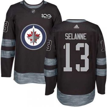 Adidas Winnipeg Jets #13 Teemu Selanne Black 1917-2017 100th Anniversary Stitched NHL