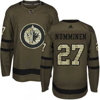 Adidas Winnipeg Jets #27 Teppo Numminen Green Salute to Service Stitched NHL