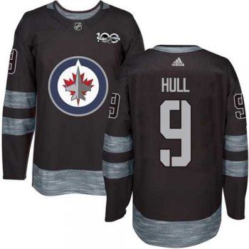 Adidas Winnipeg Jets #9 Bobby Hull Black 1917-2017 100th Anniversary Stitched NHL