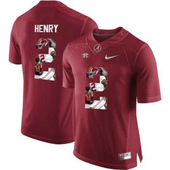 Alabama Crimson Tide #2 Derrick Henry Red With Portrait Print College Football Jersey