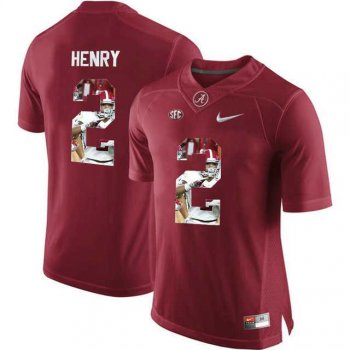 Alabama Crimson Tide #2 Derrick Henry Red With Portrait Print College Football Jersey3