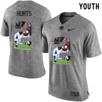 Youth Alabama Crimson Tide #2 Derrick Henry Red With Portrait Print Youth College Football Jersey4