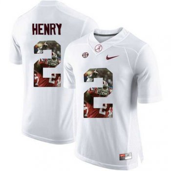 Alabama Crimson Tide #2 Derrick Henry White With Portrait Print College Football Jersey2