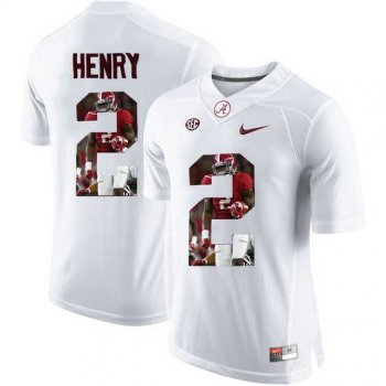 Alabama Crimson Tide #2 Derrick Henry White With Portrait Print College Football Jersey4