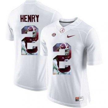 Alabama Crimson Tide #2 Derrick Henry White With Portrait Print College Football Jersey5