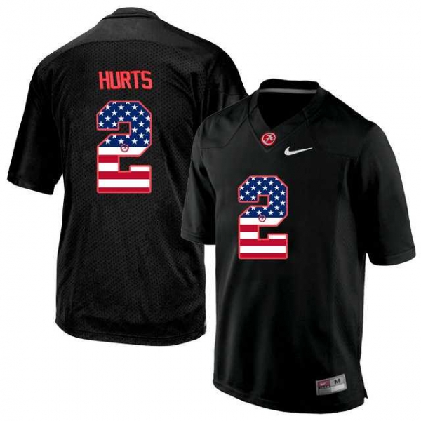 Alabama Crimson Tide #2 Jalen Hurts Black USA Flag College Limited Jersey