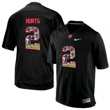 Alabama Crimson Tide #2 Jalen Hurts Black With Portrait Print College Football Jersey2