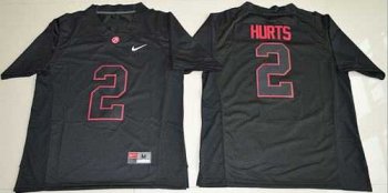 Alabama Crimson Tide #2 Jalen Hurts Blackout Limited Stitched NCAA Jersey