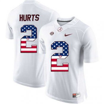 Alabama Crimson Tide #2 Jalen Hurts White USA Flag College Limited Jersey