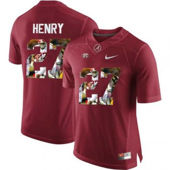 Alabama Crimson Tide #27 Antonio Henry Red With Portrait Print College Football Jersey2