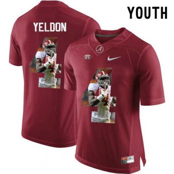 Youth Alabama Crimson Tide #27 Antonio Henry Red With Portrait Print Youth College Football Jersey3