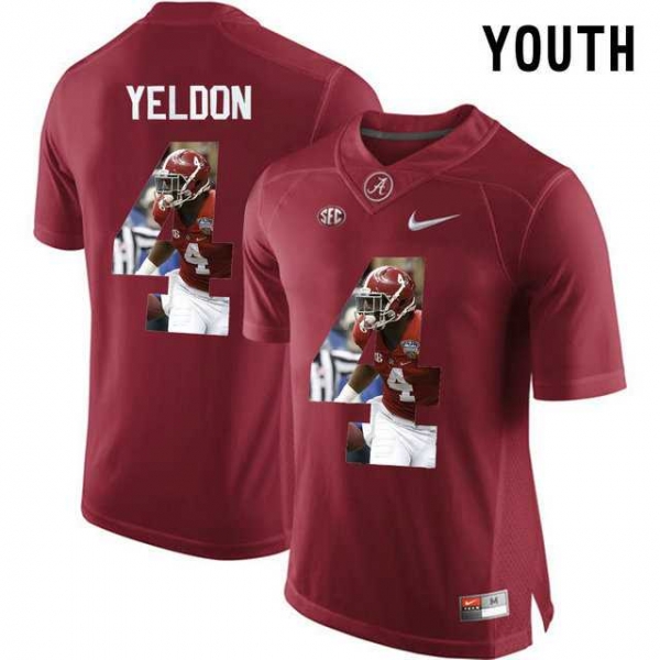 Youth Alabama Crimson Tide #27 Antonio Henry Red With Portrait Print Youth College Football Jersey4