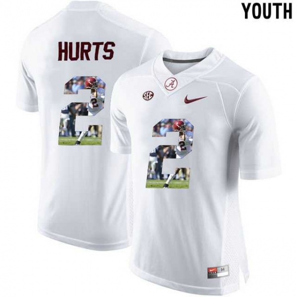 Youth Alabama Crimson Tide #27 Antonio Henry White With Portrait Print Youth College Football Jersey3