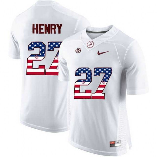 Alabama Crimson Tide #27 Derrick Henry White USA Flag College Limited Jersey