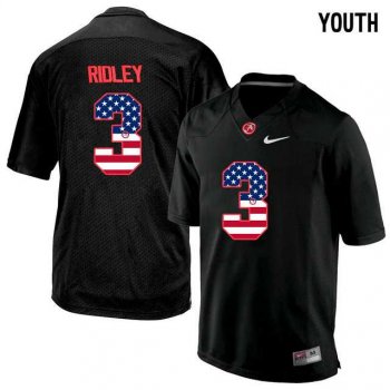 Youth Alabama Crimson Tide #3 Calvin Ridley Black USA Flag College Youth Limited Jersey