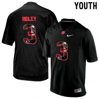 Youth Alabama Crimson Tide #3 Calvin Ridley Black With Portrait Print Youth College Football Jersey