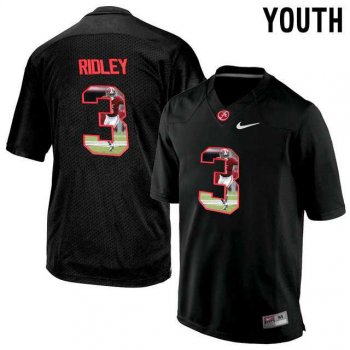 Youth Alabama Crimson Tide #3 Calvin Ridley Black With Portrait Print Youth College Football Jersey2