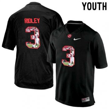 Youth Alabama Crimson Tide #3 Calvin Ridley Black With Portrait Print Youth College Football Jersey4