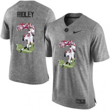 Alabama Crimson Tide #3 Calvin Ridley Gray With Portrait Print College Football Jersey