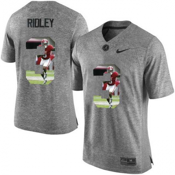 Alabama Crimson Tide #3 Calvin Ridley Gray With Portrait Print College Football Jersey4