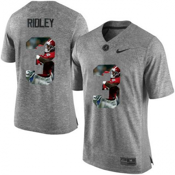 Alabama Crimson Tide #3 Calvin Ridley Gray With Portrait Print College Football Jersey5