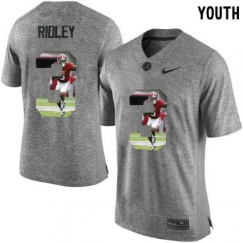 Youth Alabama Crimson Tide #3 Calvin Ridley Gray With Portrait Print Youth College Football Jersey2