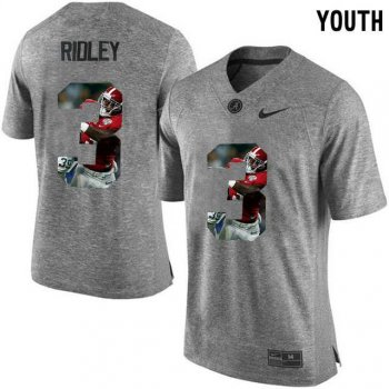 Youth Alabama Crimson Tide #3 Calvin Ridley Gray With Portrait Print Youth College Football Jersey3