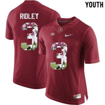 Youth Alabama Crimson Tide #3 Calvin Ridley Red With Portrait Print Youth College Football Jersey2