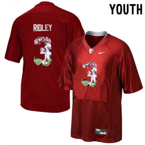 Youth Alabama Crimson Tide #3 Calvin Ridley Red With Portrait Print Youth College Football Jersey3