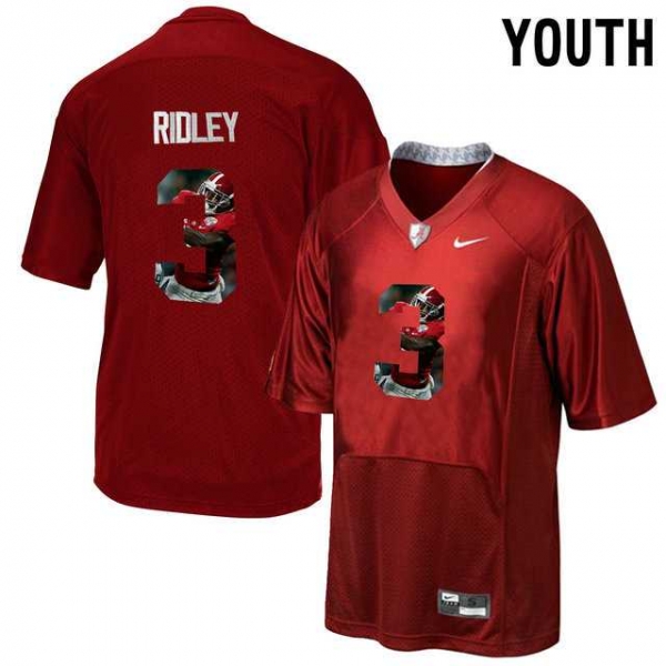 Youth Alabama Crimson Tide #3 Calvin Ridley Red With Portrait Print Youth College Football Jersey4