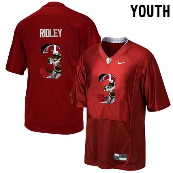 Youth Alabama Crimson Tide #3 Calvin Ridley Red With Portrait Print Youth College Football Jersey6