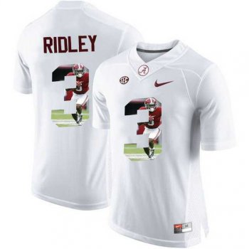 Alabama Crimson Tide #3 Calvin Ridley White With Portrait Print College Football Jersey