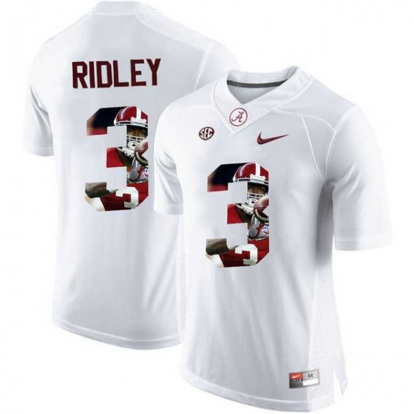 Alabama Crimson Tide #3 Calvin Ridley White With Portrait Print College Football Jersey2