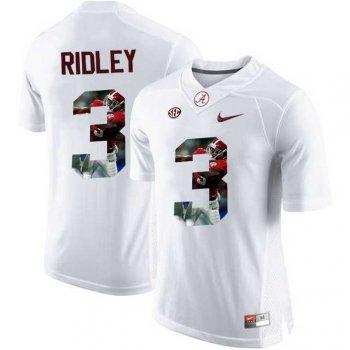 Alabama Crimson Tide #3 Calvin Ridley White With Portrait Print College Football Jersey3