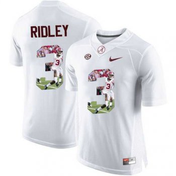 Alabama Crimson Tide #3 Calvin Ridley White With Portrait Print College Football Jersey4