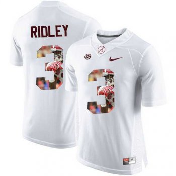 Alabama Crimson Tide #3 Calvin Ridley White With Portrait Print College Football Jersey5