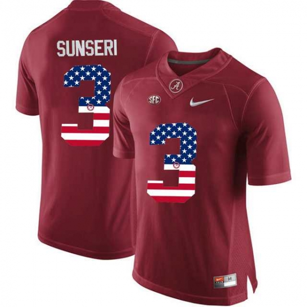 Alabama Crimson Tide #3 Vinnie Sunseri Red USA Flag College Limited Jersey