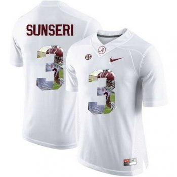 Alabama Crimson Tide #3 Vinnie Sunseri White With Portrait Print College Football Jersey2