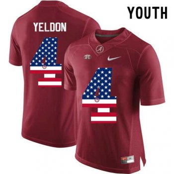 Youth Alabama Crimson Tide #4 T.J Yeldon Red USA Flag College Youth Limited Jersey