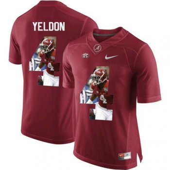 Alabama Crimson Tide #4 T.J. Yeldon Red With Portrait Print College Football Jersey2