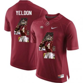 Alabama Crimson Tide #4 T.J. Yeldon Red With Portrait Print College Football Jersey3