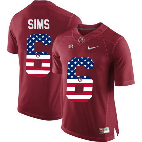 Alabama Crimson Tide #6 Blake Sims Red USA Flag College Limited Jersey