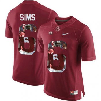 Alabama Crimson Tide #6 Blake Sims Red With Portrait Print College Football Jersey5