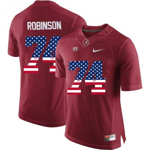 Alabama Crimson Tide #74 Cam Robinson Red USA Flag College Limited Jersey