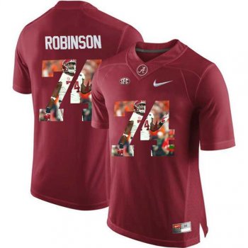 Alabama Crimson Tide #74 Cam Robinson Red With Portrait Print College Football Jersey