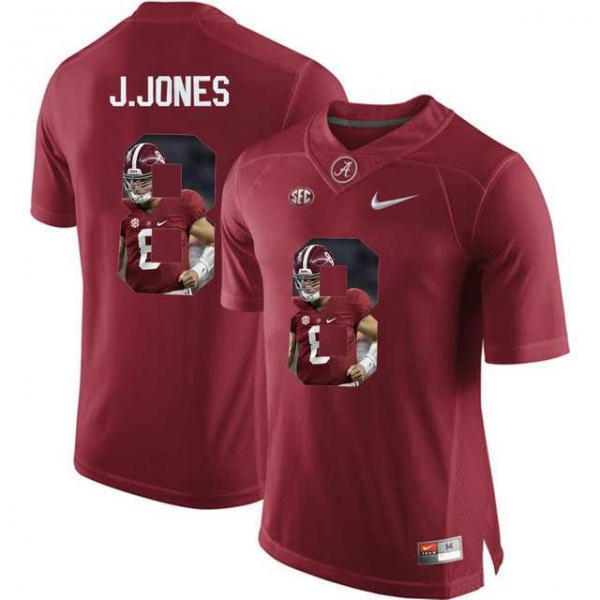 Alabama Crimson Tide #8 Julio Jones Red With Portrait Print College Football Jersey