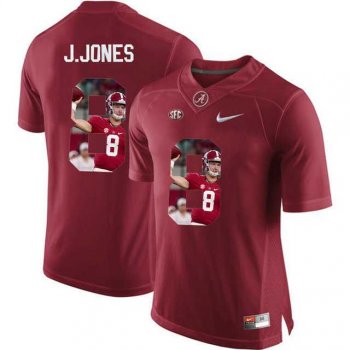 Alabama Crimson Tide #8 Julio Jones Red With Portrait Print College Football Jersey2