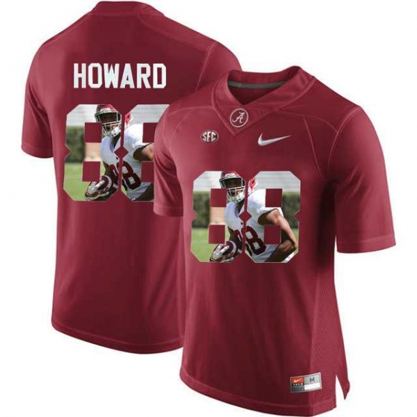 Alabama Crimson Tide #88 O.J. Howard Red With Portrait Print College Football Jersey