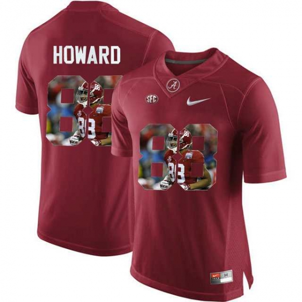 Alabama Crimson Tide #88 O.J. Howard Red With Portrait Print College Football Jersey3