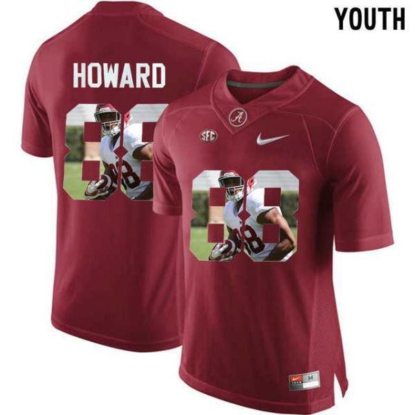 Alabama Crimson Tide #88 O.J. Howard Red With Portrait Print College Football Jersey4